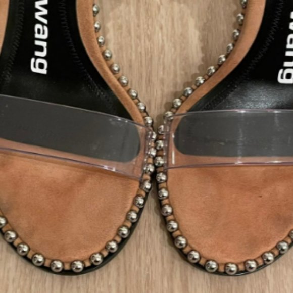 Alexander Wang Nova Transparent Camel Caramel Suede Slingback Sandal 7 (37.5) - Picture 5 of 11